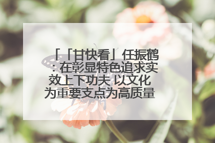 「甘快看」任振鹤：在彰显特色追求实效上下功夫 以文化为重要支点为高质量发展增添动能