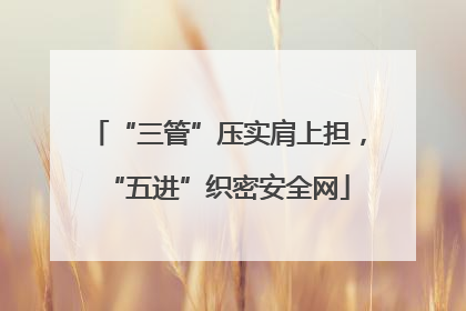 “三管”压实肩上担，“五进”织密安全网