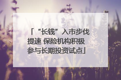 “长钱”入市步伐提速 保险机构积极参与长期投资试点