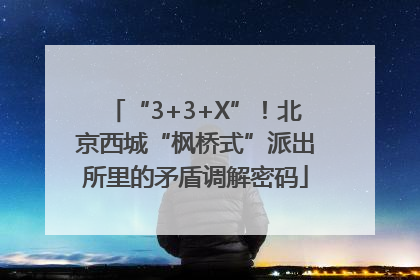 “3+3+X”！北京西城“枫桥式”派出所里的矛盾调解密码