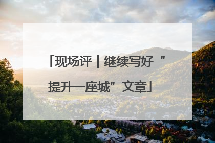 现场评｜继续写好“提升一座城”文章