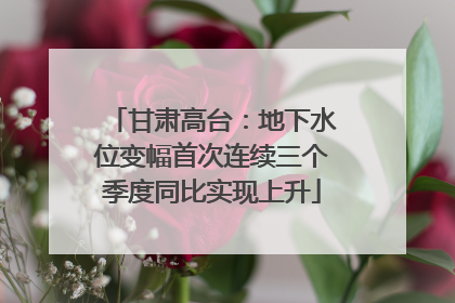 甘肃高台：地下水位变幅首次连续三个季度同比实现上升