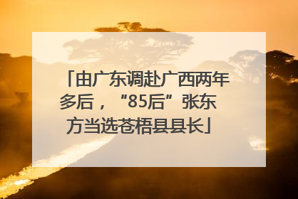 由广东调赴广西两年多后，“85后”张东方当选苍梧县县长