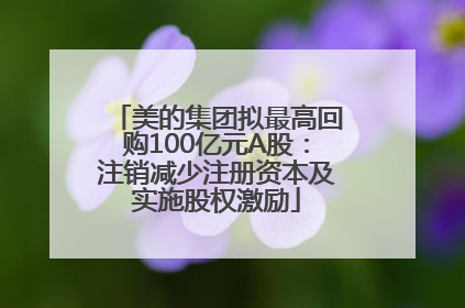 美的集团拟最高回购100亿元A股：注销减少注册资本及实施股权激励