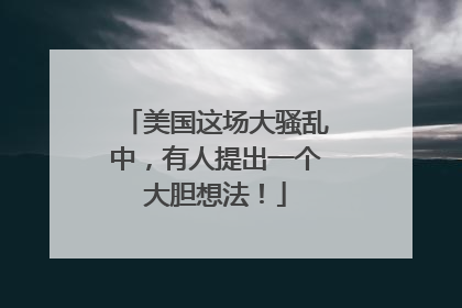 美国这场大骚乱中，有人提出一个大胆想法！