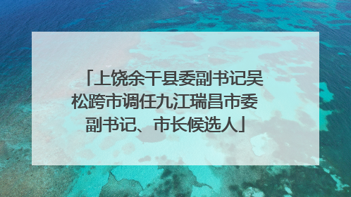 上饶余干县委副书记吴松跨市调任九江瑞昌市委副书记、市长候选人