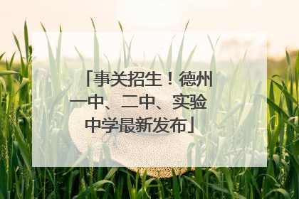 事关招生！德州一中、二中、实验中学最新发布