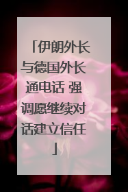 伊朗外长与德国外长通电话 强调愿继续对话建立信任