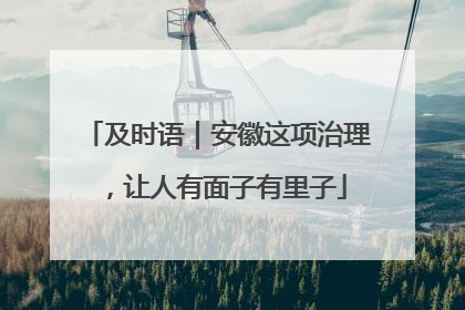 及时语｜安徽这项治理，让人有面子有里子