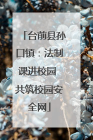 台前县孙口镇：法制课进校园 共筑校园安全网
