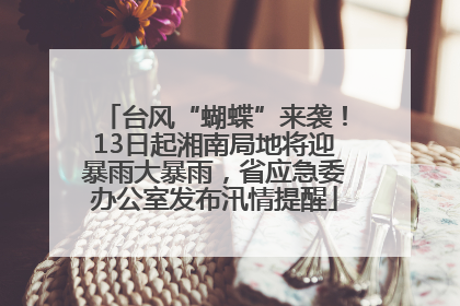台风“蝴蝶”来袭！13日起湘南局地将迎暴雨大暴雨，省应急委办公室发布汛情提醒