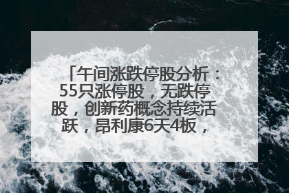 午间涨跌停股分析：55只涨停股，无跌停股，创新药概念持续活跃，昂利康6天4板，众生药业2连板