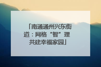 南通通州兴东街道：网格“智”理 共建幸福家园