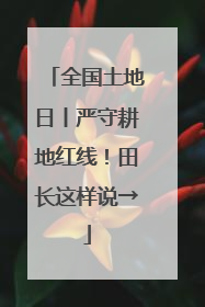 全国土地日丨严守耕地红线！田长这样说→