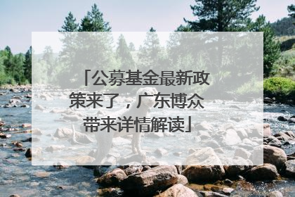 公募基金最新政策来了，广东博众带来详情解读
