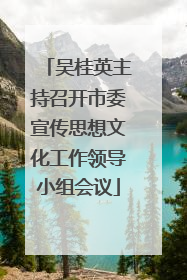 吴桂英主持召开市委宣传思想文化工作领导小组会议