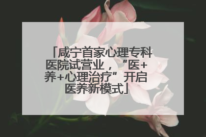 咸宁首家心理专科医院试营业，“医+养+心理治疗”开启医养新模式