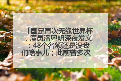 国足再次无缘世界杯，演员潘粤明深夜发文：48个名额还是没我们啥事儿；此前曾多次为国足发声