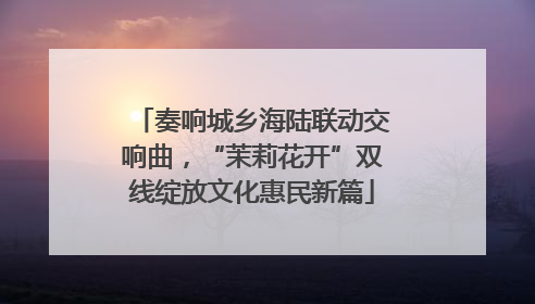 奏响城乡海陆联动交响曲，“茉莉花开”双线绽放文化惠民新篇