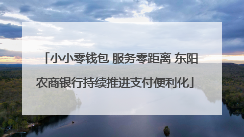 小小零钱包 服务零距离 东阳农商银行持续推进支付便利化