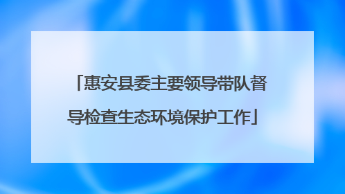惠安县委主要领导带队督导检查生态环境保护工作