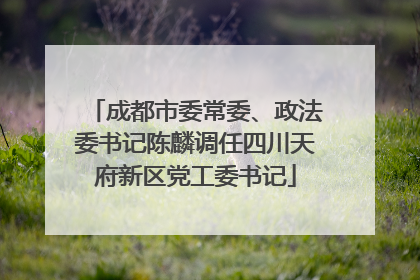 成都市委常委、政法委书记陈麟调任四川天府新区党工委书记