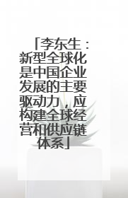 李东生：新型全球化是中国企业发展的主要驱动力，应构建全球经营和供应链体系