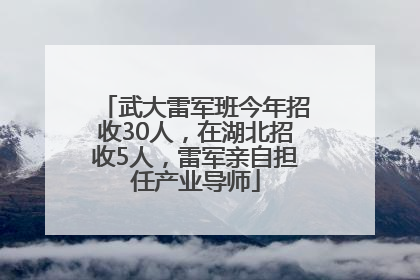 武大雷军班今年招收30人，在湖北招收5人，雷军亲自担任产业导师