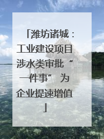潍坊诸城：工业建设项目涉水类审批“一件事” 为企业提速增值