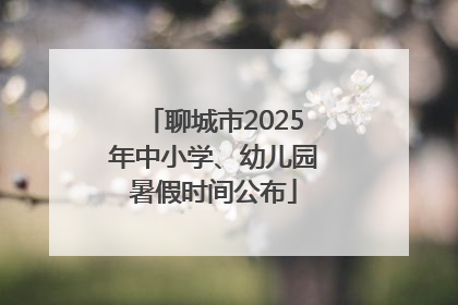 聊城市2025年中小学、幼儿园暑假时间公布