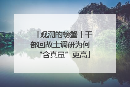 观潮的螃蟹丨干部回故土调研为何“含真量”更高