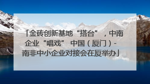 金砖创新基地“搭台”，中南企业“唱戏” 中国（厦门）-南非中小企业对接会在厦举办