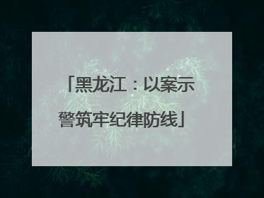 黑龙江：以案示警筑牢纪律防线