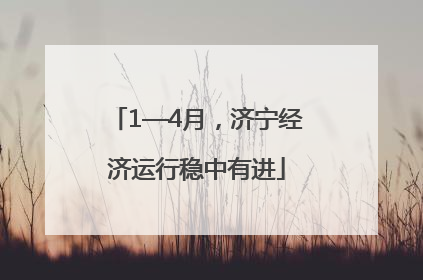 1—4月，济宁经济运行稳中有进