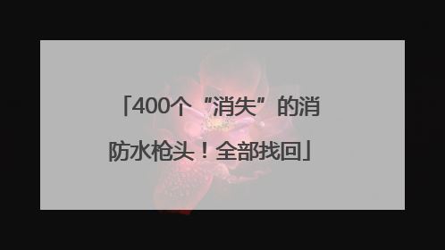 400个“消失”的消防水枪头！全部找回