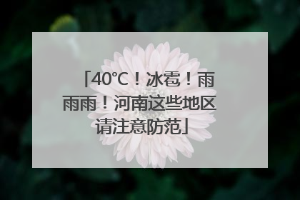 40℃！冰雹！雨雨雨！河南这些地区 请注意防范