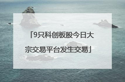 9只科创板股今日大宗交易平台发生交易